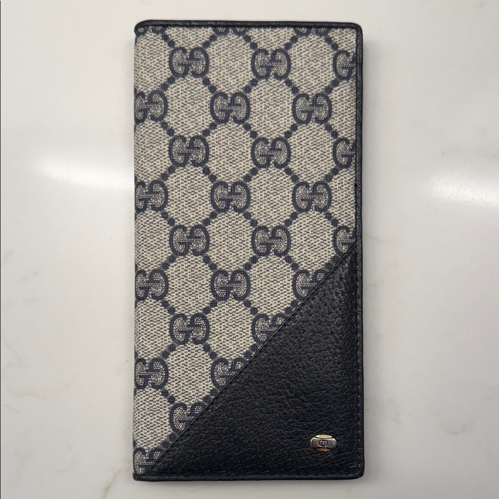 Gucci Black and Gray/Beige GG vintage wallet and card holder